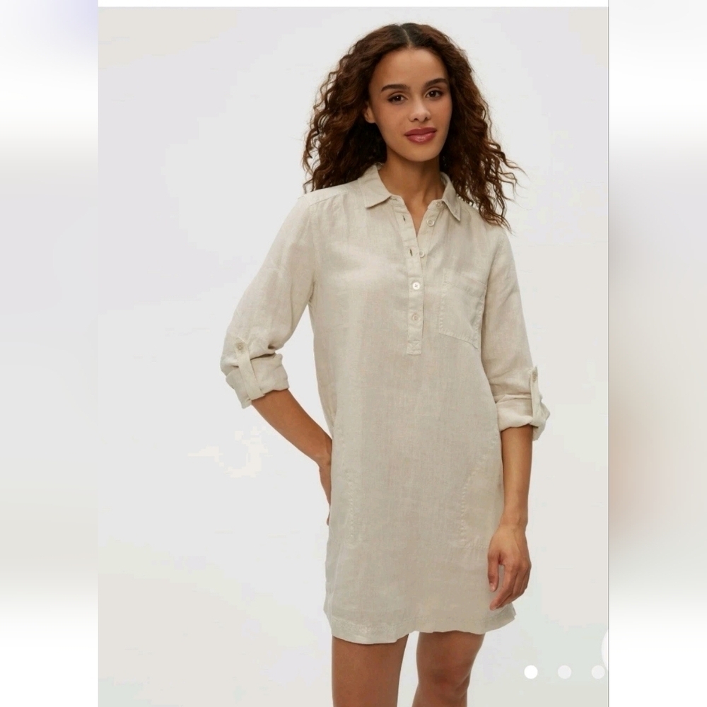 Michael Stars Eleanor Linen Shirt Dress, Size Small